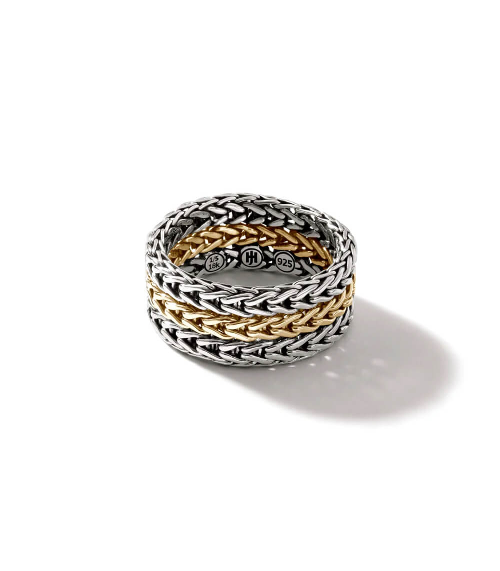 Anillo de Cadena Rata, Plata, Oro, Ancho